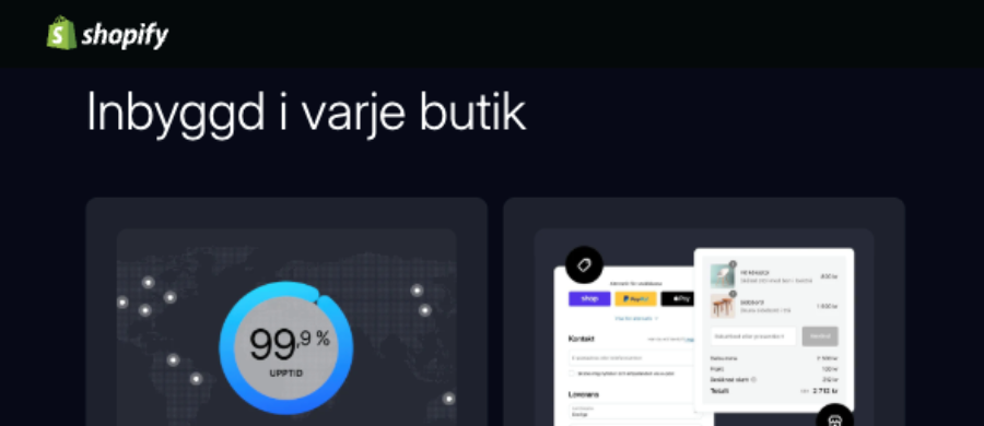 Skärmdump från Shopify.com
